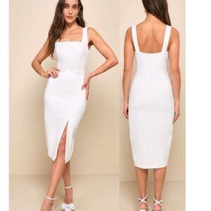 Lulus Baby You're The One White Sleeveless Bodycon Midi Dress Size Medium NWOT